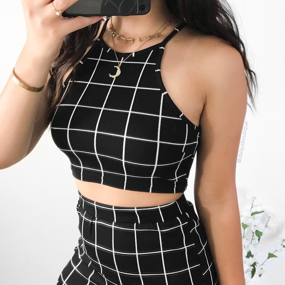 ❤️SALE❤️ black and white grid two piece skirt set - Picture 3 of 4